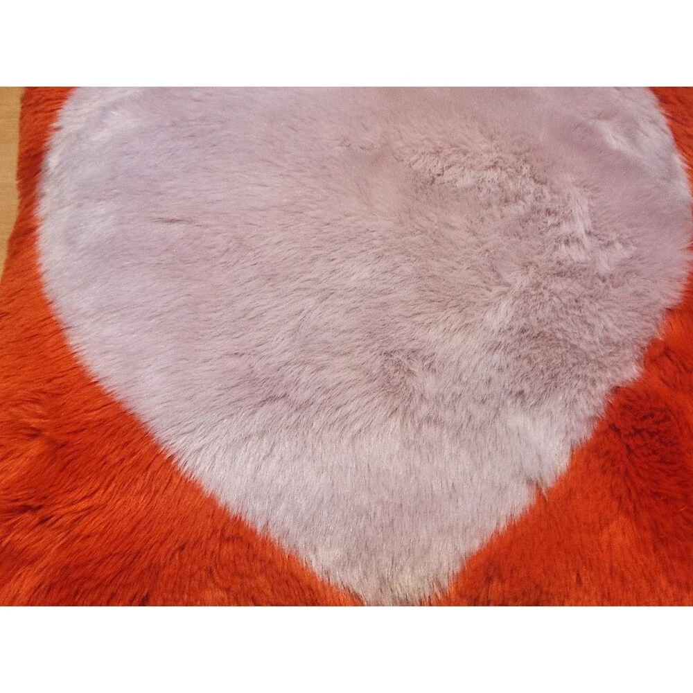 Anthropologie Festive Faux Fur Pillow Heart Lilac Red 16